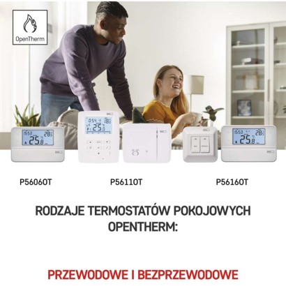 Programowalny termostat pokojowy, przewodowy z OpenTherm, P5606OT