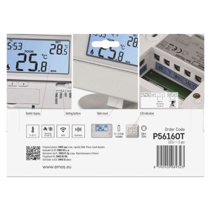 Programozható vezeték nélküli OpenTherm szobatermosztát P5616OT