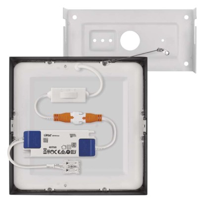 LED panel NEXXO,nadometni,  kvadratni, črn, 12,5W, nastavljiva CCT