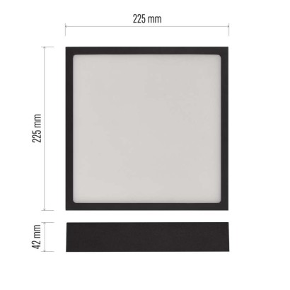 LED felületi lámpatest NEXXO, négyzet, fekete, 21W, CCT