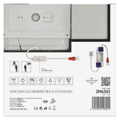 LED felületi lámpatest NEXXO, négyzet, fekete, 21W, CCT