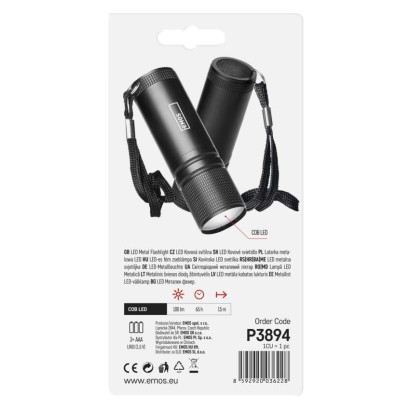 COB LED ruční kovová svítilna P3894, 100 lm, 3x AAA