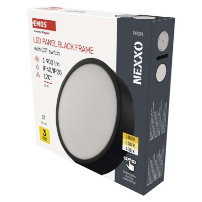 LED lampa NEXXO, melna, 22,5 cm, 21 W, silti/neitrāli balta
