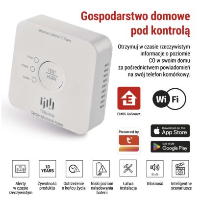 GoSmart detektor tlenku węgla TCS0101W z WiFi