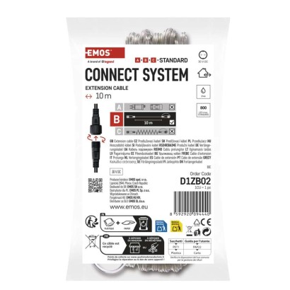 Predlžovací kábel pre spojovacie reťaze Standard transparent., 10 m, vonkajší aj vnútorný