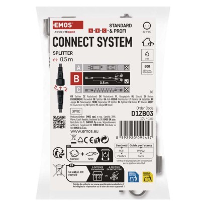 Rozbočovač pre spojovacie reťaze Standard čierny, 0,5 m, vonkajší aj vnútorný