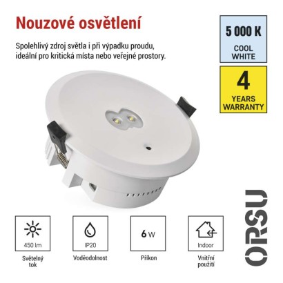 Nouzové svítidlo ORSU 6W 450lm 3h MT