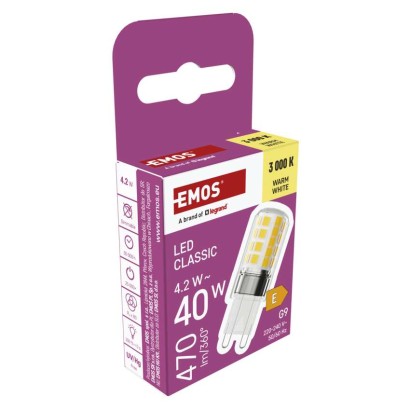 LED žárovka Classic JC / G9 / 4,2 W (40 W) / 470 lm / teplá bílá 