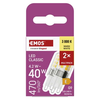 LED spuldze Classic JC / G9 / 4,2 W (40 W) / 470 lm / silti balta
