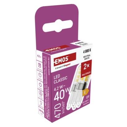 LED žárovka Classic JC / G9 / 4,2 W (40 W) / 470 lm / neutrální bílá / 2 ks