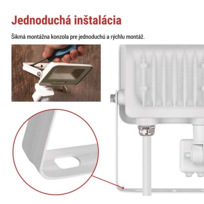 LED reflektor GLARO s pohybovým čidlom, 20 W, biely, IP54, 2000 lm, neutrálna biela