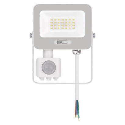 LED reflektor GLARO s pohybovým čidlom, 20 W, biely, IP54, 2000 lm, neutrálna biela