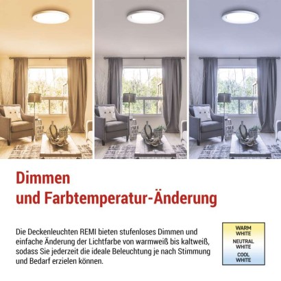LED Deckenleuchte REMI, rund, 45W, dimmbar, warm/neut./kaltweiß