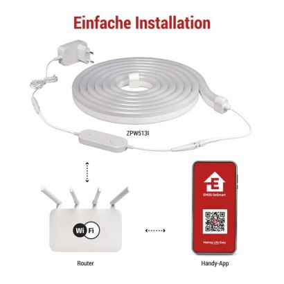 GoSmart Flexible LED-Leiste NEON weiß, 5 m, 33 W, RGBIC dimmbar, WiFi