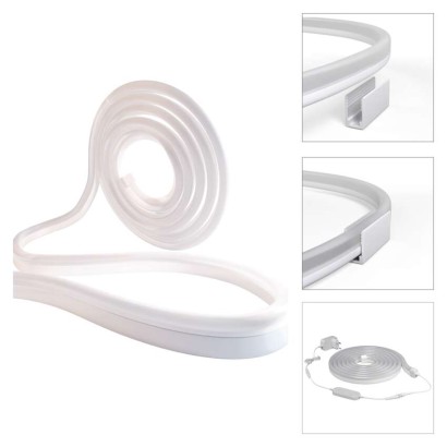 GoSmart ohebný LED pásek NEON bílý, 5 m, 33 W, RGBIC stmívatelný, WiFi