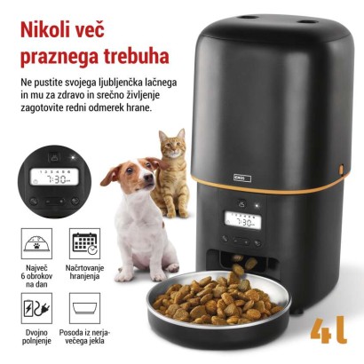 Dozirnik za hrano Pet Care, 4 L, črn
