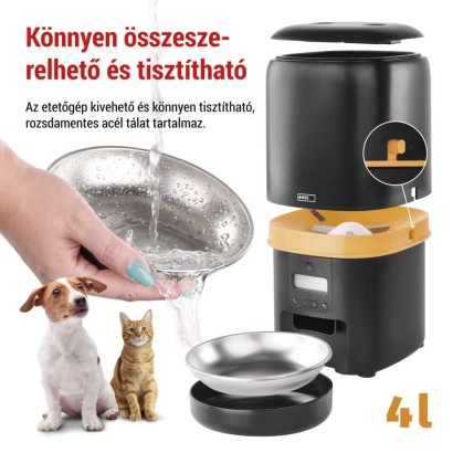 Pet Care állateledel adagoló, 4 L, fekete