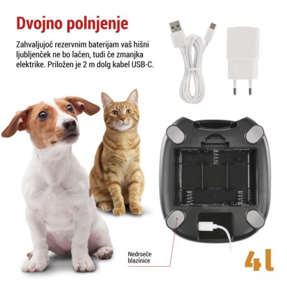 Dozirnik za hrano Pet Care, 4 L, črn