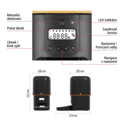 Dávkovač krmiva Pet Care, 4 l, černý