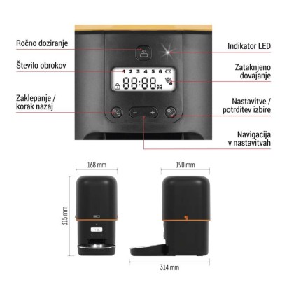 Dozirnik za hrano Pet Care, 4 L, črn