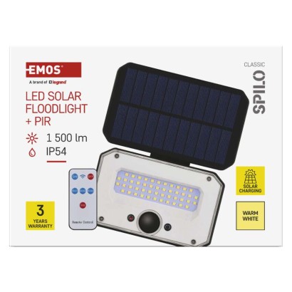 Naświetlacz LED Garden SPILO solarny z PIR, 1500 lm, ciepła biel