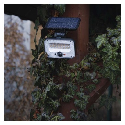 Solární LED reflektor SPILO s pohybovým čidlem, černý, neutrální bílá