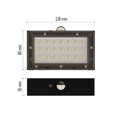 Oprawa LED Garden BRIXO solarna z PIR, 350 lm, NW, czarna