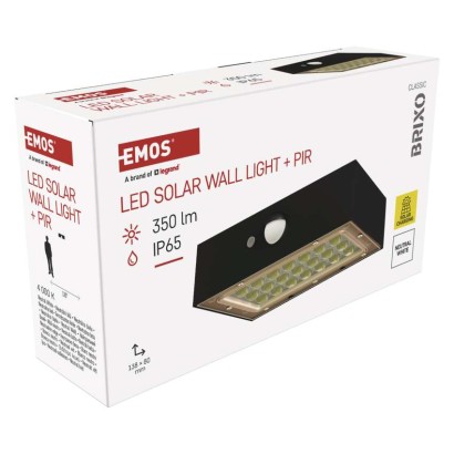 Oprawa LED Garden BRIXO solarna z PIR, 350 lm, NW, czarna