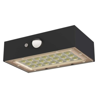 Oprawa LED Garden BRIXO solarna z PIR, 350 lm, NW, czarna