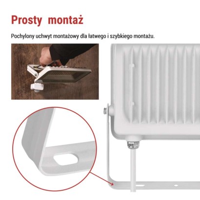 Naświetlacz LED GLARO PIR 50 W, biały, IP54, 5000 lm, neutralna biel