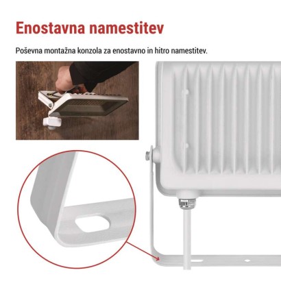 LED reflektor GLARO PIR 50 W, bel, IP54, 5000 lm, nevtralna bela