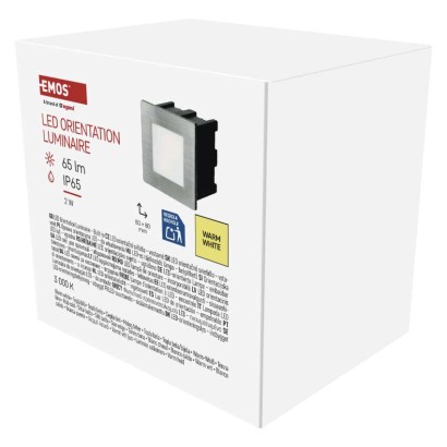 LED orientačné vstavané svietidlo AMAL 80×80, 2W teplá b.,IP65