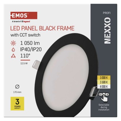 LED podhledové svítidlo NEXXO černé, 17 cm, 12,5 W, teplá/neutrální bílá