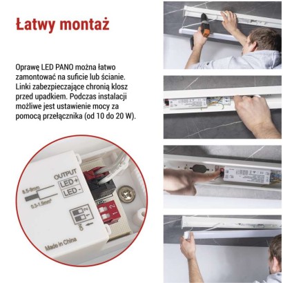 Oprawa liniowa LED PANO 20W, biała neutralna