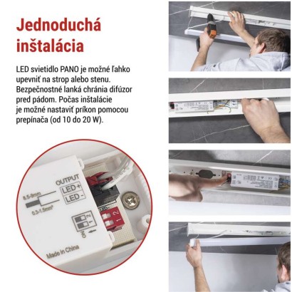 LED lineárne svietidlo PANO 20W, neutrálna biela
