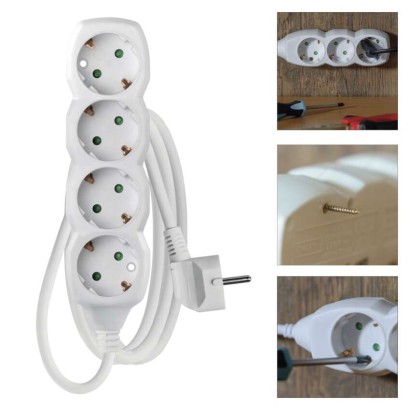 Ilgintuvas 1,5 m / 4 lizdai / baltas / PVC / 1,5 mm2 