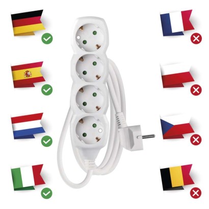 Ilgintuvas 1,5 m / 4 lizdai / baltas / PVC / 1,5 mm2 