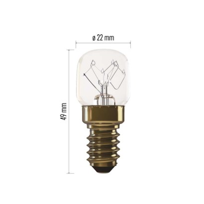 Žárovka do pečicí trouby T22 / E14 / 15 W / 58 lm / 300 °C