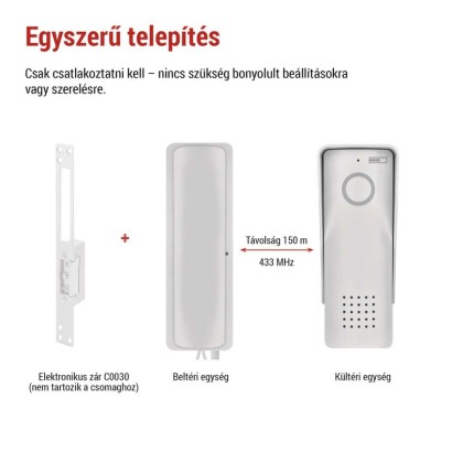 Vezeték nélküli otthoni audio kapucsengő készlet H1088, 1 résztvevő