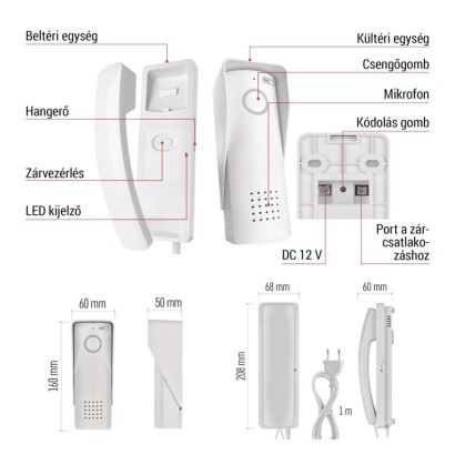 Vezeték nélküli otthoni audio kapucsengő készlet H1088, 1 résztvevő