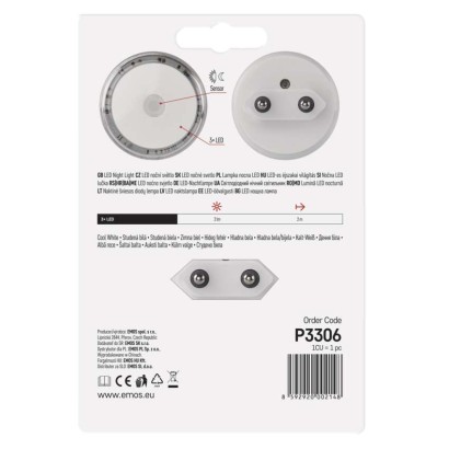 LED naktslampa P3306 ar fotosensoru, spraudņa tipa