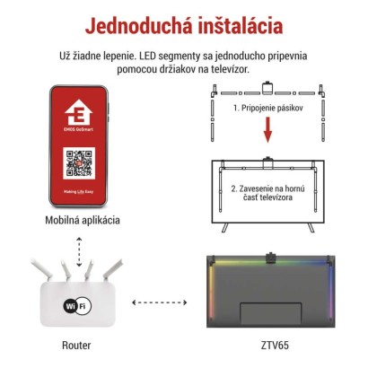 GoSmart Ambientné LED RGB osvetlenie za TV 65“ (164 cm)