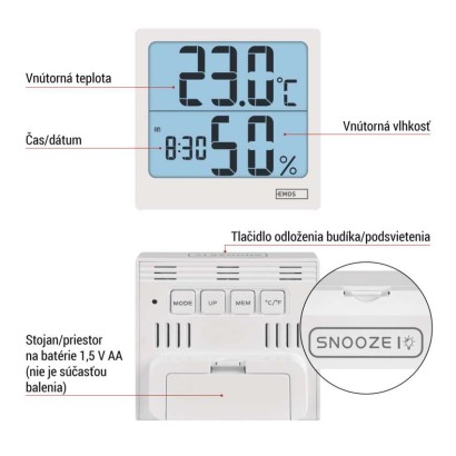 Digitálny teplomer s vlhkomerom E0114N