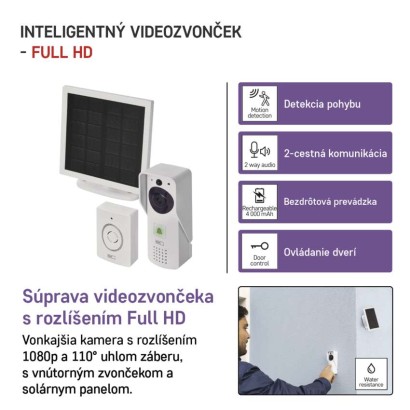 GoSmart Domový bezdrôtový batériový videozvonček IP-09D s WiFi a solárnym panelom
