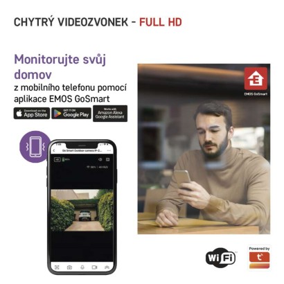 GoSmart Domovní bezdrátový bateriový videozvonek IP-09D s WiFi a solárním panelem