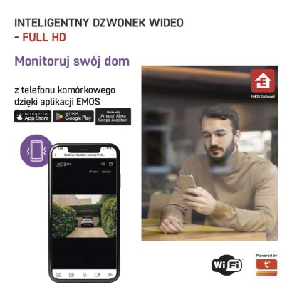 GoSmart dzwonek wideo IP-09D z WiFi, akumulatorem i panelem solarnym 