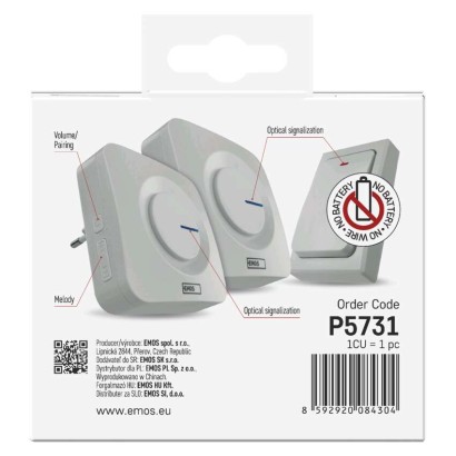 Bezbateriový domovní bezdrátový zvonek P5731 do zásuvky