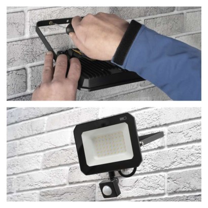 Naświetlacz LED SIMPO 50W,  z czujn. PIR, czarny, neutralna biel