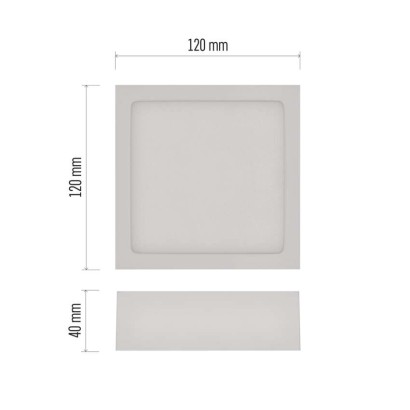 LED prisadené svietidlo, štvorec, biele, 7,6W, CCT