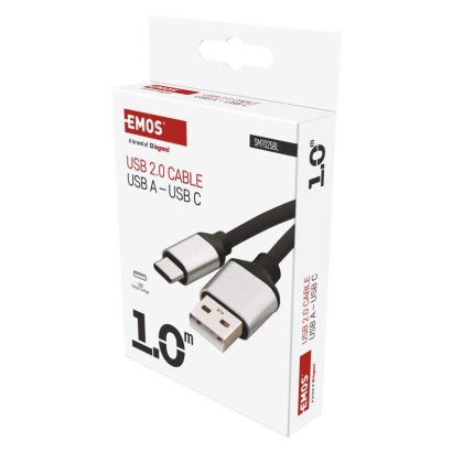 Nabíjecí a datový kabel USB-A 2.0 / USB-C 2.0, 1 m, černý